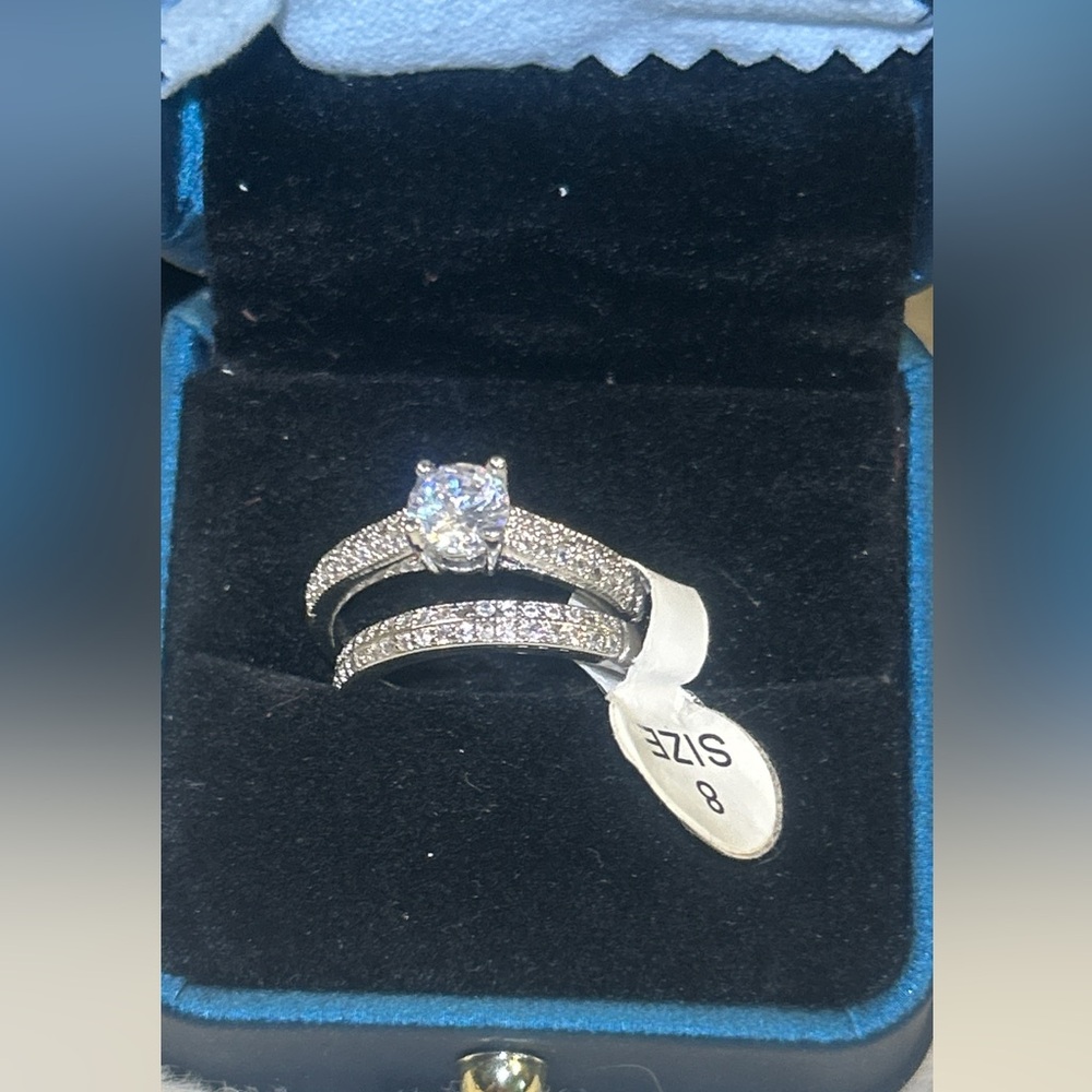 Moissanite and Silver Wedding Set (1.00 CTW)
